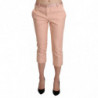 Pantaloni capri skinny corti rosa a vita bassa - IT44-L