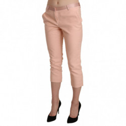 Pantaloni capri skinny corti rosa a vita bassa - IT44-L