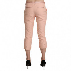 Pantaloni capri skinny corti rosa a vita bassa - IT42-M