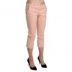 Pantaloni capri skinny corti rosa a vita bassa - IT42-M