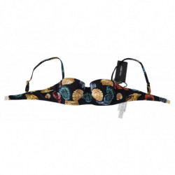 Top bikini da bagno da donna con stampa di conchiglie nere - IT1 - XS