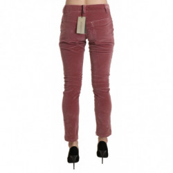 Pantaloni skinny in cotone rosso a vita media - IT40-S