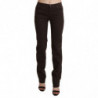 Jeans in cotone con pantaloni slim skinny a vita media marrone - W32