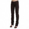 Jeans in cotone con pantaloni slim skinny a vita media marrone - W32