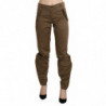 Pantaloni dritti in cotone marrone a vita media - IT40-S