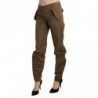 Pantaloni dritti in cotone marrone a vita media - IT40-S