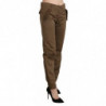 Pantaloni dritti in cotone marrone a vita media - IT40-S