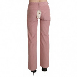 Pantaloni di cotone dritti a vita media rosa - IT40-S