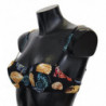 Top bikini da bagno da donna con stampa di conchiglie nere - IT1 - XS
