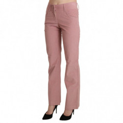 Pantaloni di cotone dritti a vita media rosa - IT40-S
