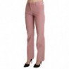 Pantaloni di cotone dritti a vita media rosa - IT40-S