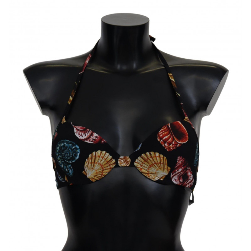 Top bikini con stampa di conchiglie nere - IT1 - XS