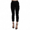 Pantalone capri in cotone corto skinny a vita alta nero - IT42 - S