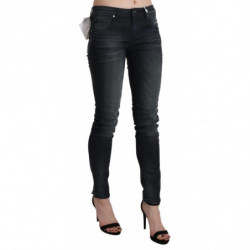 Pantaloni skinny in denim a vita bassa lavati neri - W29
