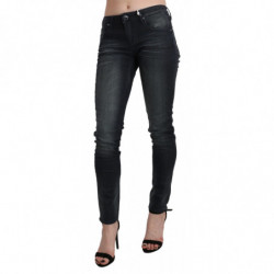 Pantaloni skinny in denim a vita bassa lavati neri - W28