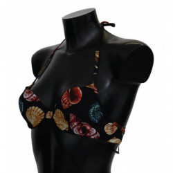 Top bikini con stampa di conchiglie nere - IT1 - XS