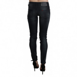 Pantaloni skinny in denim a vita bassa lavati neri - W26