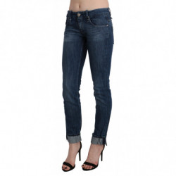 Pantaloni skinny in denim a vita bassa lavati blu - W26