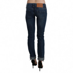 Pantaloni skinny in denim a vita bassa lavati blu - W26
