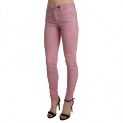 Pantaloni skinny in denim elasticizzato rosa a vita media - W26
