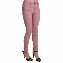 Pantaloni skinny in denim elasticizzato rosa a vita media - W26