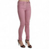 Pantaloni skinny in denim elasticizzato rosa a vita media - W26