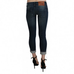 Pantaloni in denim corto skinny a vita bassa lavato blu - W26