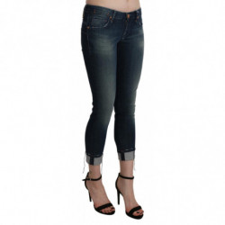 Pantaloni in denim corto skinny a vita bassa lavato blu - W26