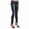 Pantaloni in denim corto skinny a vita bassa lavati blu - W26