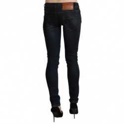 Pantaloni slim in denim skinny a vita bassa lavati blu - W26