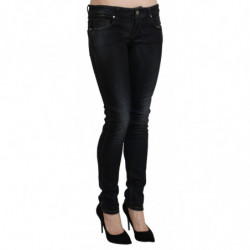 Pantaloni slim in denim skinny a vita bassa lavati blu - W26