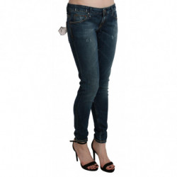 Jeans skinny in denim blu a vita bassa lavati - W29