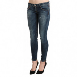 Pantaloni slim in denim skinny a vita bassa lavati blu - W26