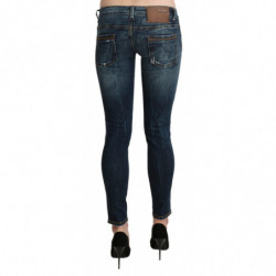 Pantaloni slim in denim skinny a vita bassa lavati blu - W26