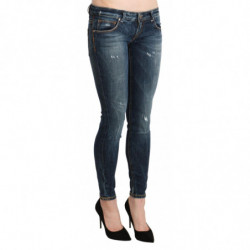 Pantaloni slim in denim skinny a vita bassa lavati blu - W26