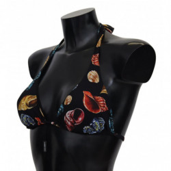 Top bikini con stampa di conchiglie nere - IT1 - XS