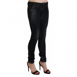 Jeans skinny in denim nero lavato a vita bassa - W26
