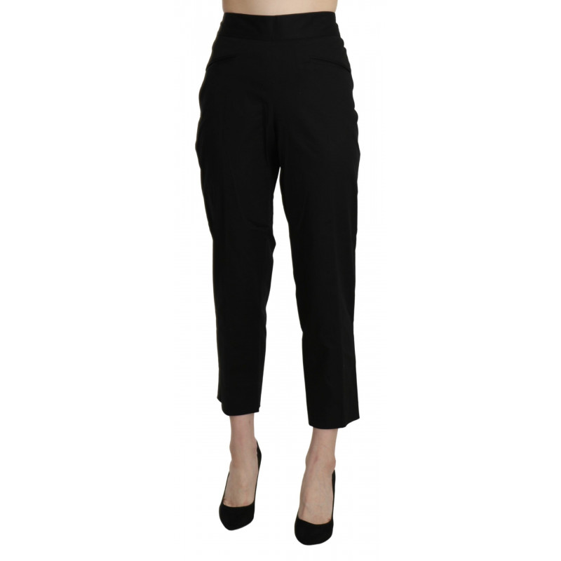 Pantaloni eleganti corti neri a vita alta - IT44-L