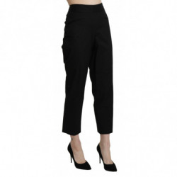 Pantaloni eleganti corti neri a vita alta - IT44-L