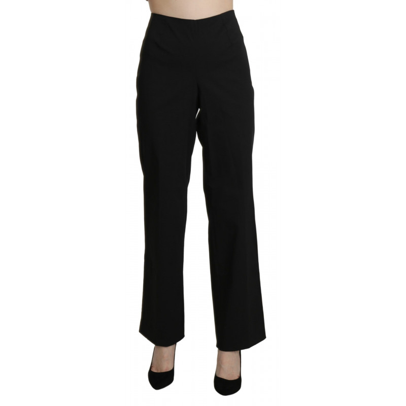 Pantaloni eleganti neri a vita alta dritti - IT46-XL