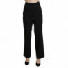 Pantaloni eleganti neri a vita alta dritti - IT46-XL