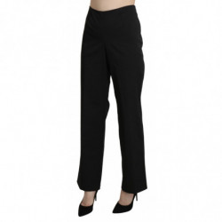Pantaloni eleganti neri a vita alta dritti - IT46-XL