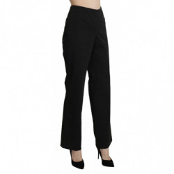 Pantaloni eleganti neri a vita alta dritti - IT46-XL
