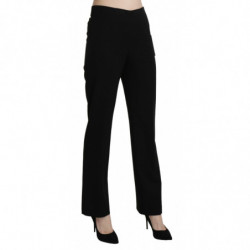 Pantaloni da abito formale dritti a vita alta neri - IT44-L