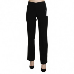 Pantaloni da abito formale dritti a vita alta neri - IT44-L