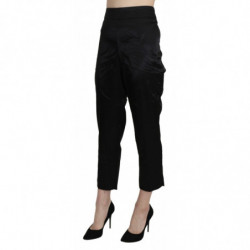 Pantaloni eleganti corti neri a vita alta - IT46-XL