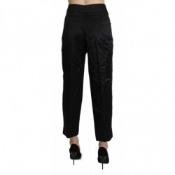 Pantaloni eleganti corti neri a vita alta - IT46-XL