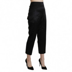 Pantaloni eleganti corti neri a vita alta - IT46-XL