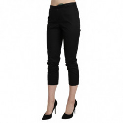 Pantaloni eleganti corti skinny a vita alta neri - IT44-L