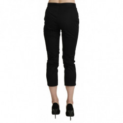 Pantaloni eleganti corti skinny a vita alta neri - IT44-L